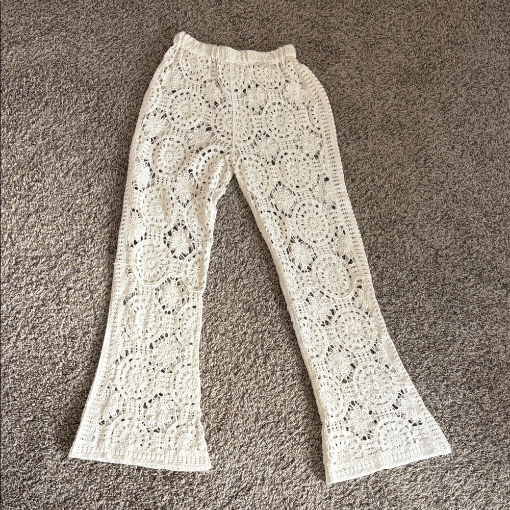 Cotton crochet coverup pants